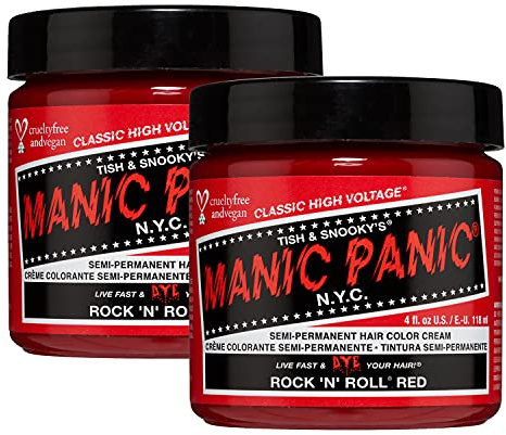 Manic Panic Rock'N'Roll Red Crème classique, vegan, sans cruauté, semipermanente Haarfarbe, 2 x 118 ml