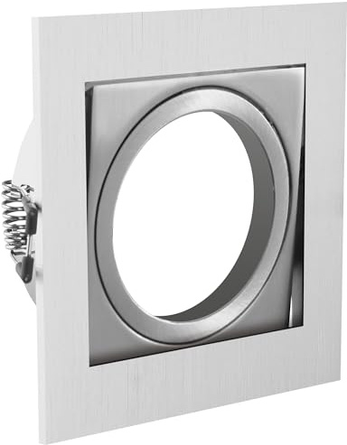 GTV Foco empotrable VILA Inox cuadrado orientable IP20 Foco de techo de acero GU10 LED Spot máx. 50 W para salón, oficina, cocina, pasillo, moderno