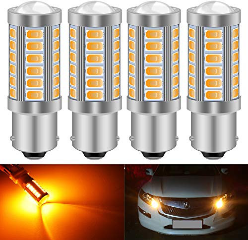 KATUR 4pcs BAU15S 7507 1156PY PY21W 5630 33-SMD Ambre 900 Lumens Super Bright LED Tourner Le Frein d'arrêt Signal Signal Light Ampoule 12V 3.6W