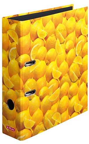 Herlitz Motivordner mit goldgefärbter Gravur / DIN A4 / 80mm breit / Zitronen