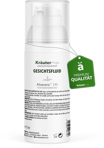 Kräutermax Aloe Vera Fluid Creme Gesichtscreme für die Gesichtspflege mit Urea, Sheabutter und Lavendelöl 1 x 75 ml