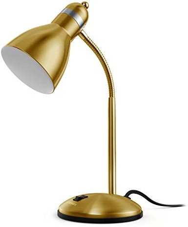 LEPOWER Metal Desk Lamp, Adjustable Goose Neck Table Lamp, Eye-Caring Study Desk Lamps for Bedroom, Study Room and Office (Gold)