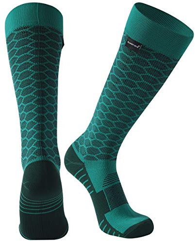 RANDY SUN wasserdichte atmungsaktive Socken, Unisex, Coolmax, zum Radfahren, Laufen, Trekking, knielang, 1 Paar, Ocean-Kniehohe Socken, klein