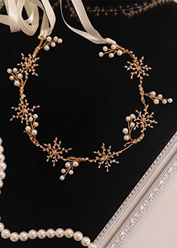 Kercisbeauty Serre-tête doré à strass pour femme et fille - Accessoire de cheveux pour mariage, fête de mariée, fête de mariée, collection de bijoux de cheveux