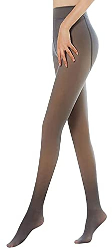 zhaojiexiaodian Jambes impeccables faux collants en polaire chaude translucide pour femme avec doublure en polaire chaude et élancée (FR/ES, Numérique, Taille unique, Noir220 g)
