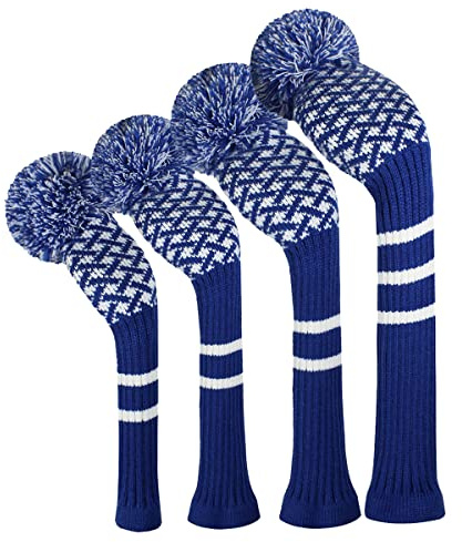 Scott Edward Couvre Club Golf Bois Housse Pom Pom Driver Fairway Hybrid 4 Pack Set de Golf pour Driver (460 CC) pour Fairways Hybrides/UT， #1#3#7#UT