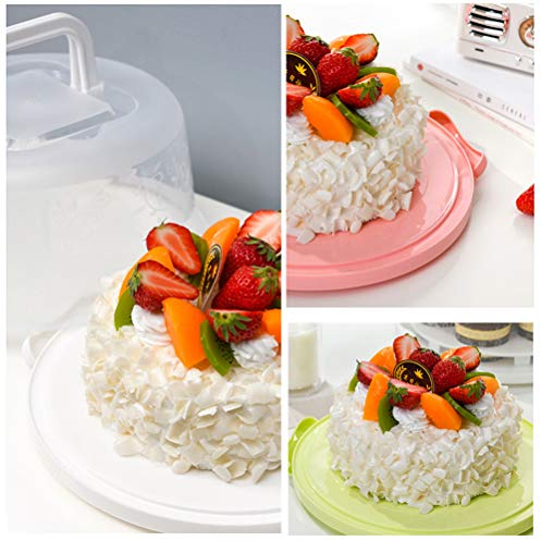 Tragbare Tortentransportbox mit Deckel und Griff, Runder Tortenbehälter, Kuchenträger, Weiß