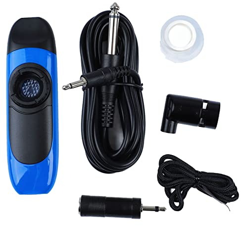Elektrisches Kazoo, 4,3 Elektrisches Kazoo mit Tonabnehmer, Musikinstrument mit Einstellbarem Ton, Professionelles Kazoo mit Flötenmembranen, 3,5-Adapter und Lanyard, Mini-Kazoo (Blau)