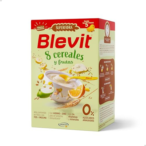 Blevit Superfibra 8 Cereales y Frutas | 500g | Papilla de 8 Cereales y Frutas para Bebé desde los 5 meses - Con Vitaminas, Minerales y Fibra