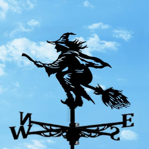 Garden Decor Weather Vane - Black Ornamental Wind Direction Pointer for the Garden, Eagle Metal Weather Vane, Roof/Courtyard/Outdoor/Garden Decoration, Witch
