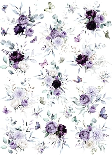 Violet Blooms Reispapier, 29 x 34 cm (1 Stück) – für Möbel, Poster, Basteln, Decoupage von CRAFT KREATIVELY
