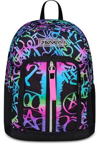 Seven Sac à dos double compartiment New Fit, violet, poche porte-bouteille, grande capacité, dossier préformé, sac à dos scolaire, fille et fille, fuchsia, Taglia unica, Moderne