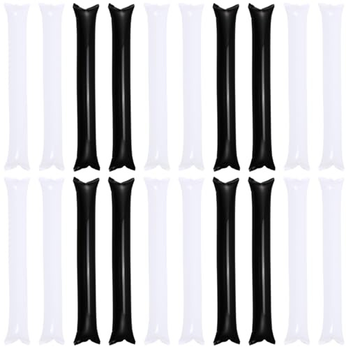 SOIMISS 24 Stück Thunder Sticks, Bam Bam Inflatable Stick, Team Spirit Aufblasbare Klatschen, Aufblasbare Kunststoff Boom Lärm Maker für Sportveranstaltungen Tanz (Schwarz und Weiß)