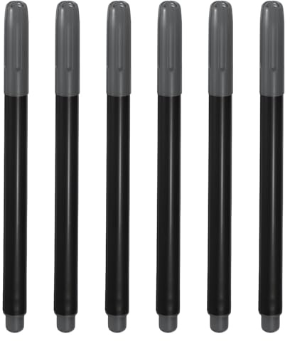 PATIKIL Marqueurs Textiles Permanents Gris Foncé Pour Tissus, Ensemble De Marqueurs Permanents Stylo Textile Sur Plastique Bois Pierre Métal Et Verre Pour Colorier Dessiner, 6Pack