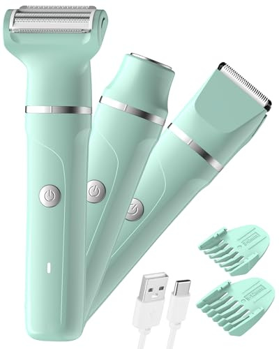 Afeitadora para mujer, afeitadora íntima 3 en 1 para mujeres, depiladora facial para mujeres, afeitadora eléctrica para mujer para piernas, brazos, axilas y zona del bikini, recortadora impermeable