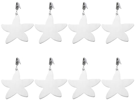 QUARKZMAN 8Pcs Pesi per Tovaglia, Pesi per Copritavolo in Acciaio Inossidabile con Clip in Metallo, Pendente per Tovaglia A Forma di Stella Marina 8 X 8cm per Decorazione Tavolo