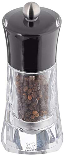 Peugeot - Molene Manual Pepper Mill - Adjustabel Grinder - Beechwood & Acrylic, Matt Black, 14 cm