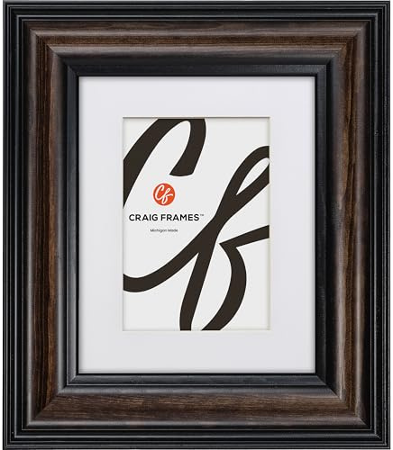 Craig Frames 11x14 Picture Frame Matted to 8x10, Wide Walnut Brown Frame for Traditional or Rustic Wall Decor