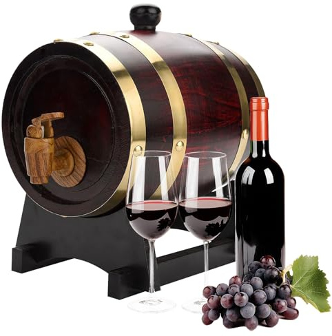 Botti di birra in botti di legno da 1,5 l/3 l/5 l/10 l, con fusto, supporto e tappo in legno, fusto di birra a casa, perfetto per birra, whisky o vino (1,5 l)