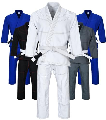 Knockout Fight Gear Brasilianischer Jiu Jitsu Gi für Herren, BJJ Gi Damen Grappling Gi ultraleicht, vorgeschrumpft, schweißableitender Stoff, Weiss/opulenter Garten, A0