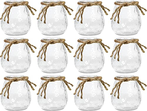 12 Stück Vintage Vasen Set 10x10cm Blumenvase Tischvase Väschen Transparent