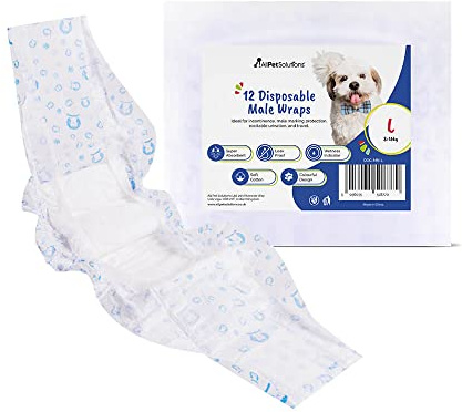 AllPetSolutions Disposable Male Dog Wraps – Absorbent Belly Bands for Marking, Incontinence & Dogs in Heat (Large)