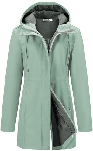 Outdoor Ventures Softshell Jacket Ladies Rain Jacket Functional Rain Coat Windbreaker Waterproof Hiking Jacket Breathable Outdoor Jacket with Hood for Spring Fall Winter China Green S