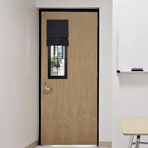 RYB HOME Classroom Door Window Cover, Blackout Shades for Classroom Windows and Doors Cover Lockdown Shades, Room Darkening Design Blocks Views,No Drill Stick on Blinds, W8 x L36, 1 Panel, Black