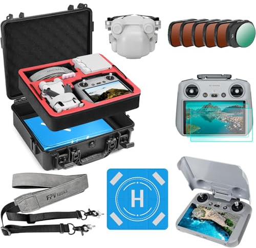 FPVtosky Mini 4 Pro Bundle 7-in-1 Accessories Kit, Dual Layer Mini 4 Pro Case, ND Filters Set, Landing Pad, Lanyard, Screen Protector, Sunshade Cover, Lens Protector for DJI Min 4 Pro Accessories