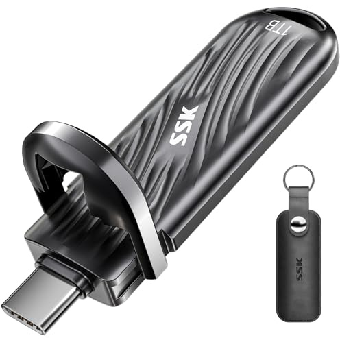 SSK Unidad SSD Externa 1 TB USB C hasta 2000 MB/s, Memoria USB 3.2 Gen 2X2 portátil Unidades de Estado Sólido Externas Consumo de Energía Ultrabajo Compatible con Mac/WTG/Android