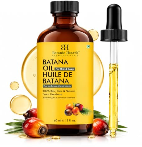 Botanic Hearth Dr Sebi Huile De Batana Pour La Pousse Des Cheveux | 100% Pure Et Naturelle Du Honduras | Batana Oil Fortifie, Épaissit Et Répare Les Cheveux Secs Et Abimés | 60 MI (2FI Oz)