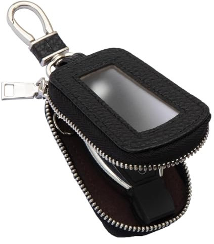 Cosmeria Custodia universale per chiavi auto, in pelle PU di alta qualità, con finestra trasparente e chiusura lampo, per uomo e donna