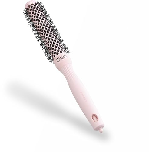 Olivia Garden Expert Blowout Speed – Rosa pastello - 25 - Spazzola rotonda in ceramica con corpo extra lungo per messe in piega 25% più veloci