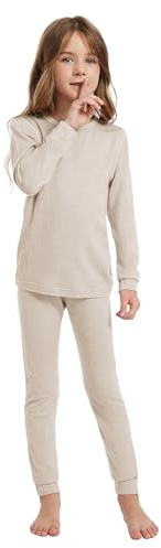 woolcano - Juego de ropa interior térmica para niños unisex, 100 % lana merina para niños y niñas, ropa interior térmica para invierno, cálido y cómodo, 5-6