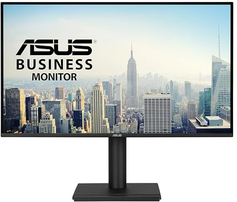 ASUS VA27AQSE, Business Monitor da 27 QHD IPS (2560 x 1440), 1ms Response Time, 75Hz, Senza Cornice, Porte HDMI, DisplayPort e VGA, Altoparlanti, Low Blue Light, Flicker Free, Design Ergonomico, Nero