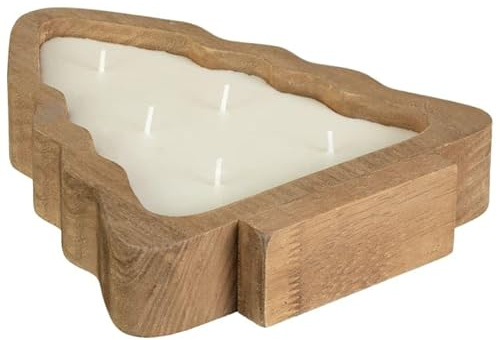 MEHRU Large Wooden Christmas Tree Candle Holder Wooden Candle Holder Christmas with Wood Frame & White Wax Candle wooden Citronella candle holder Tray Outdoor Camping Candles for christmas Decorations