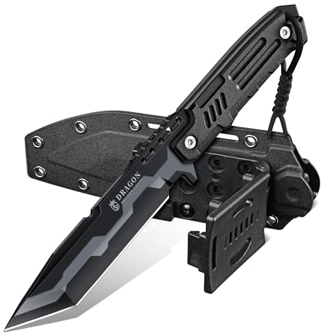 Dragon Creek Feststehendes Outdoor Messer Full Tang 5mm Klinge Schwarz