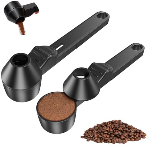 Radiella 2 cucharas de café con embudo, 2 cucharas dosificadoras, cuchara medidora para café, dosificador de, menos desorden, más disfrute