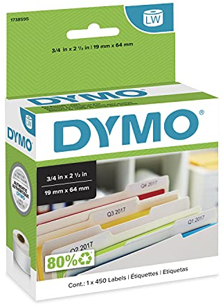 DYMO Authentic LW File Barcode Labels for LabelWriter Label Printers, White, 3/4 x 2-1/2, 1 Roll of 450