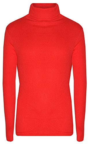 Kids Girls Polo Neck T Shirt Ribbed Cotton Jumper Long Sleeve TOP Age 2-13 Years Red