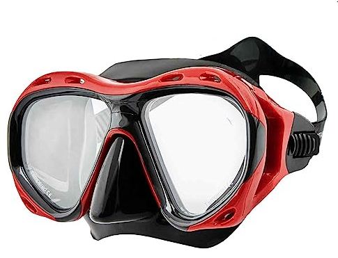 SPORTASTISCH Taucherbrille mit Nase „Redfish“ Anti-Fog Tauchmaske mit Panoramablick gehärtetes Glas Erwachsene Kinder 10 Jahre Tauchen Schnorcheln