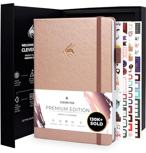 Clever Fox Planner Premium – Undated Weekly & Monthly Planner Organizer for Productivity & Time Management, A5 (Rose Gold)