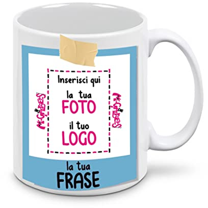 Mr. Gadgets Tazza Personalizzata in Ceramica con Foto e Testo – Cornice Stile Istantanea Vintage – Idea Regalo Unica per Amici, Famiglia e Occasioni Speciali (Mod.14)