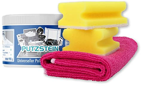 ABACUS® Putzstein Set mit Lotuseffekt, Universal-Stein Set, Scheuermittel, Küchenset, Reinigungsstein, Universalreiniger, Haushaltsreiniger, Polierstein, Universalstein – Putzstein 900g (7416)