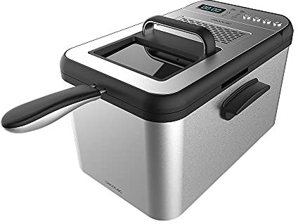 Cecotec Digitale Ölfritteuse 4,2 Liter Cleanfry Luxury 4000. 3270 W, Edelstahl, 5 voreingestellte Programme, OilCleaner Filter, Deckel mit Fenster und Geruchsfilter