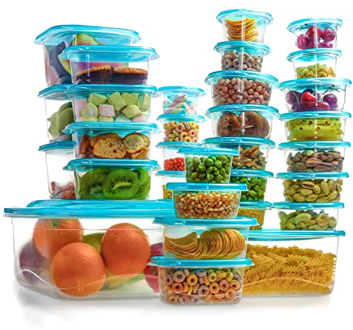 FRESHLY CONTAINED 38Stk Frischhaltedosen mit Deckel Kunststoff - Mehrweg Plastikbehälter mit Deckel BPA-Frei - Brotdosen Set Luftdicht für Küche, Aufbewahrung, Zubereitung - Einfrieren/Mikrowellen