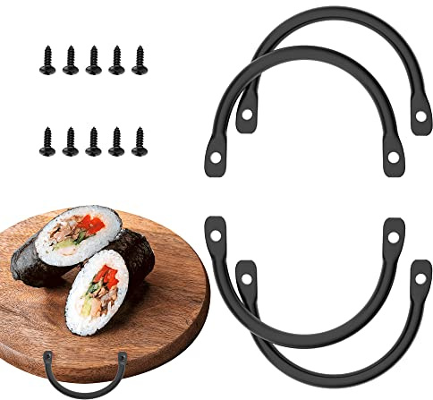 CHOWZZ Lot de 4 poignées de plateau de service, poignée de fixation latérale pour plateaux, planche à découper et planche à charcuterie, poignées incurvées rustiques en métal pour tiroir de boîte en