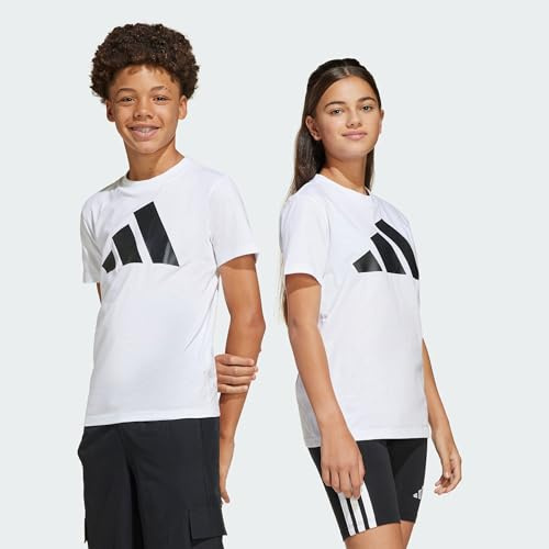 adidas Unisex - Bambini Essentials Big Logo T-Shirt, White/Black, 15-16 Years