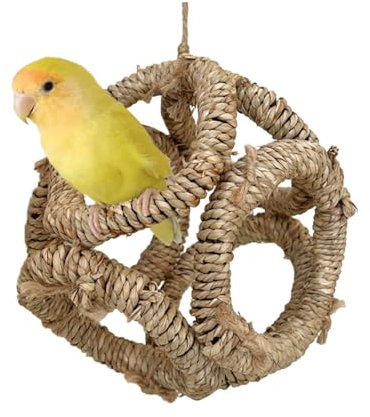 Vogelschaukel Naturstroh Vogelstange Ringe Papageien Schaukel Kratzbaum Käfig Spielzeug Ast Schaukel Kratzstange