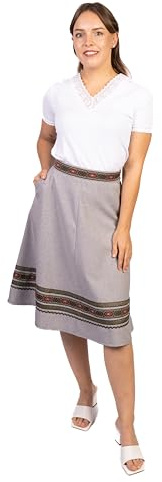 Traditionell – Anna-Marie traditionell kjol med fickor Dirndl Oktoberfest veckad kjol kjolar i 6 färger storlek 34–44, GRÅ, 40